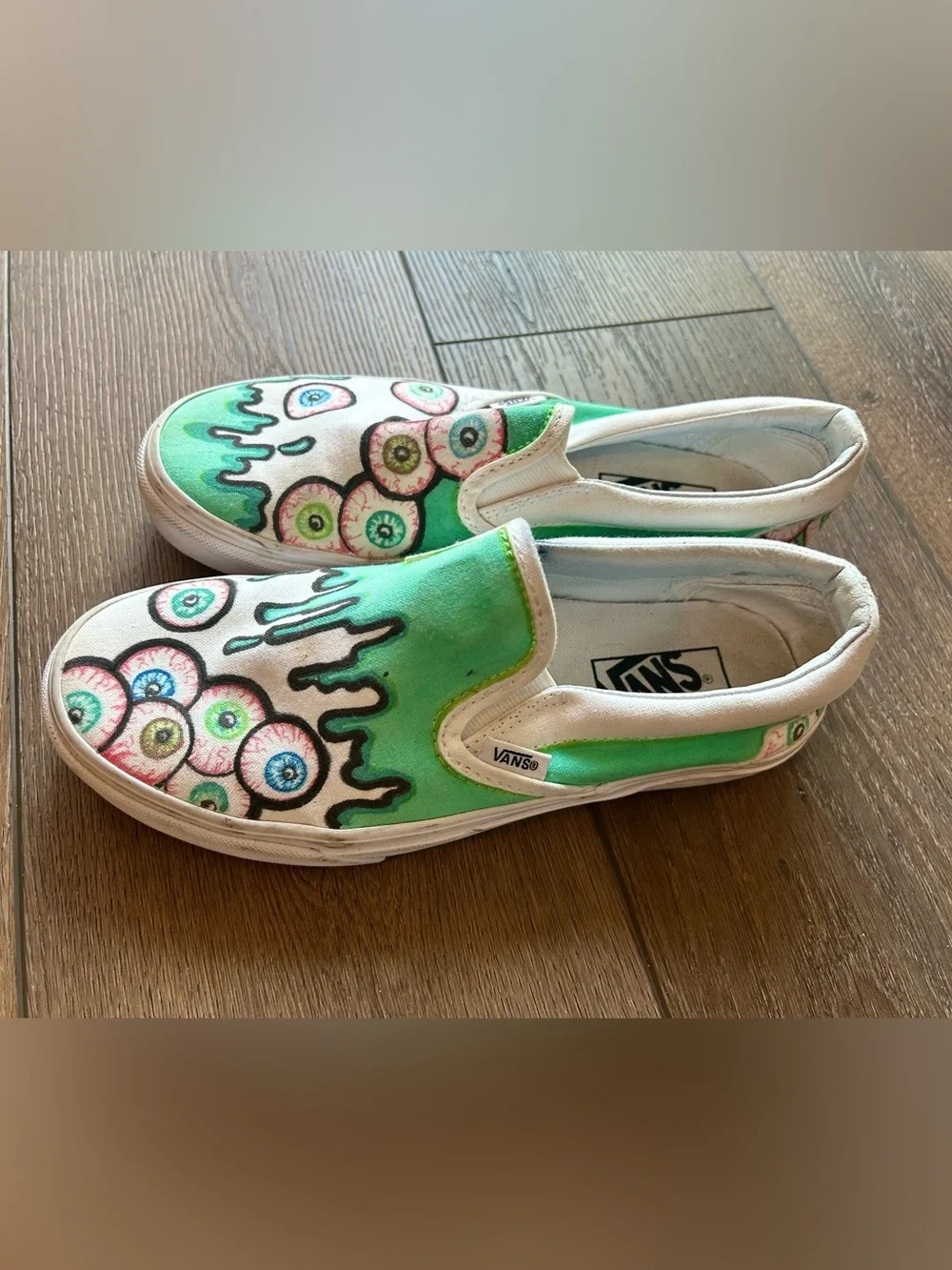 Vans Custom Handpainted Classic Slip On Sneakers Size 7 Zombie Halloween Spooky